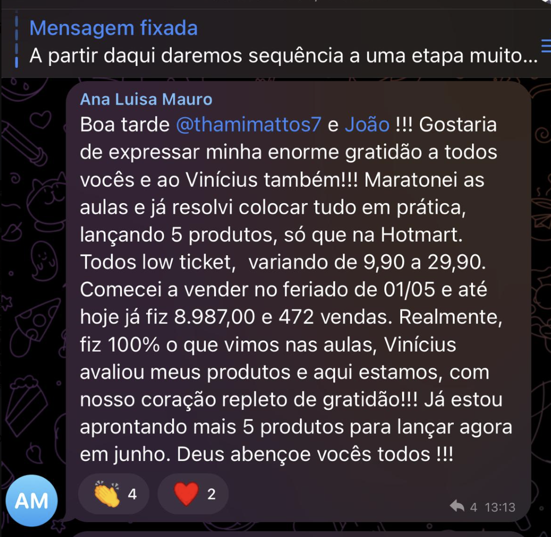 Aluna Ana Luisa relata 472 vendas e R$8.987 faturados após lançar 5 livros digitais