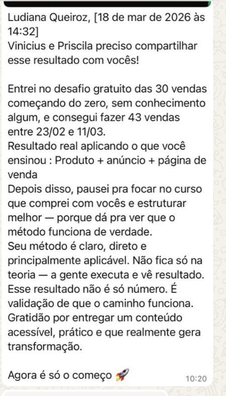 Aluna Ludiana Queiroz conta que fez 43 vendas começando do zero